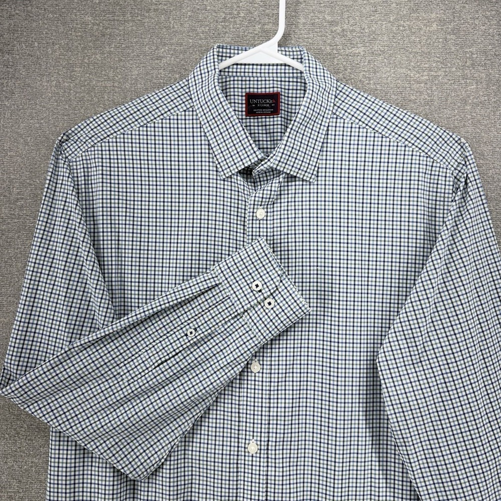 UNTUCKit Erbach Shirt Men Size XL Green Plaid Performance Casual